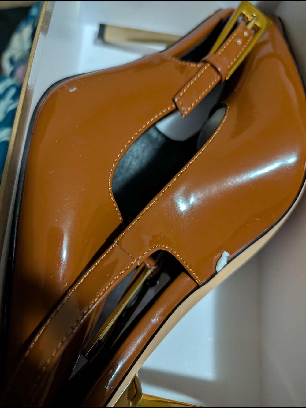 Patent Leather Brown Women's Slingback Pumps